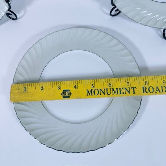 Royal Tettau South Wind Grey Green 4 Salad Plate Gray/Green Border Swirled VTG - Picture 7 of 11